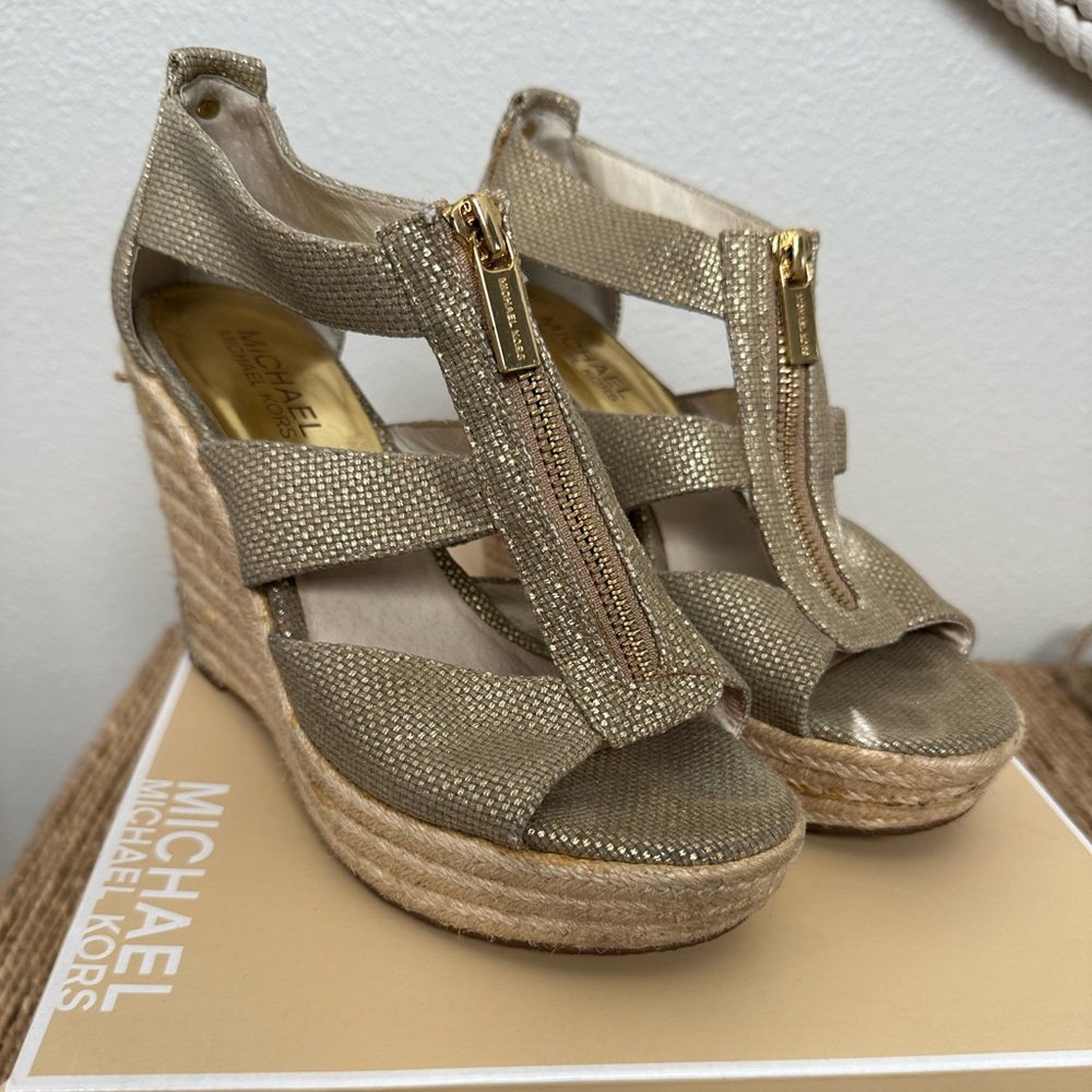 Michael Kors Metallic Wedge Sandals